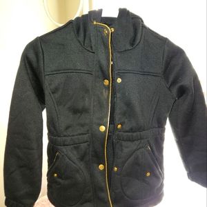 Black Hooded Fleece Parka